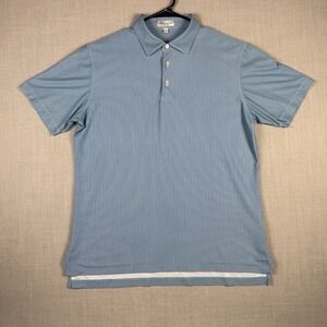 Peter Millar Polo Shirt Men Large Summer Comfort Blue Geometric Golf Performance
